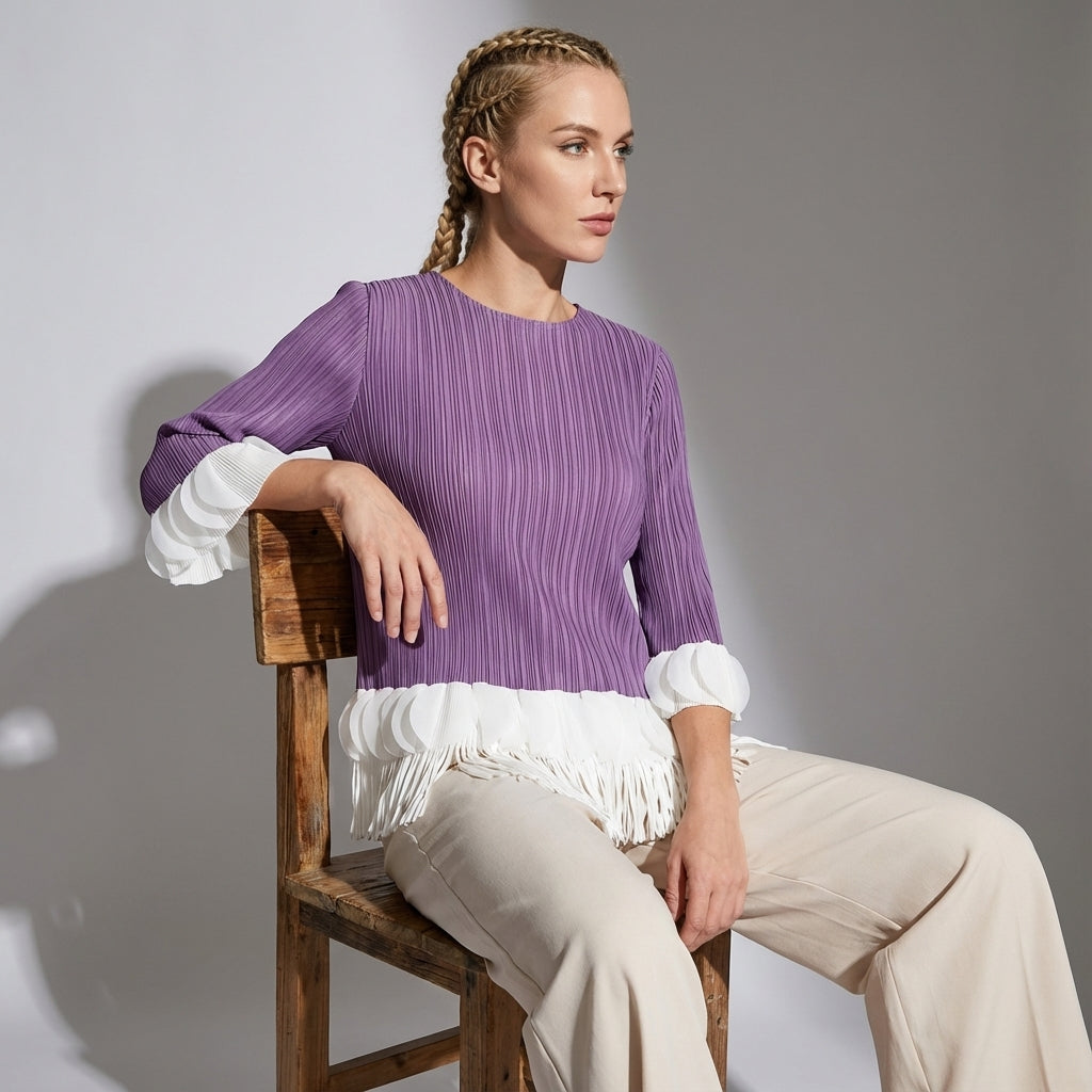 The Miyaki Fringe Top in Purple