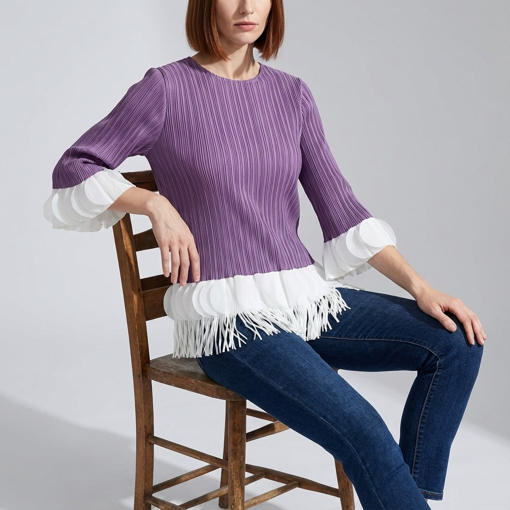 The Miyaki Fringe Top in Purple