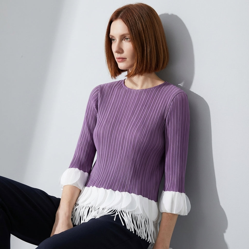 The Miyaki Fringe Top in Purple