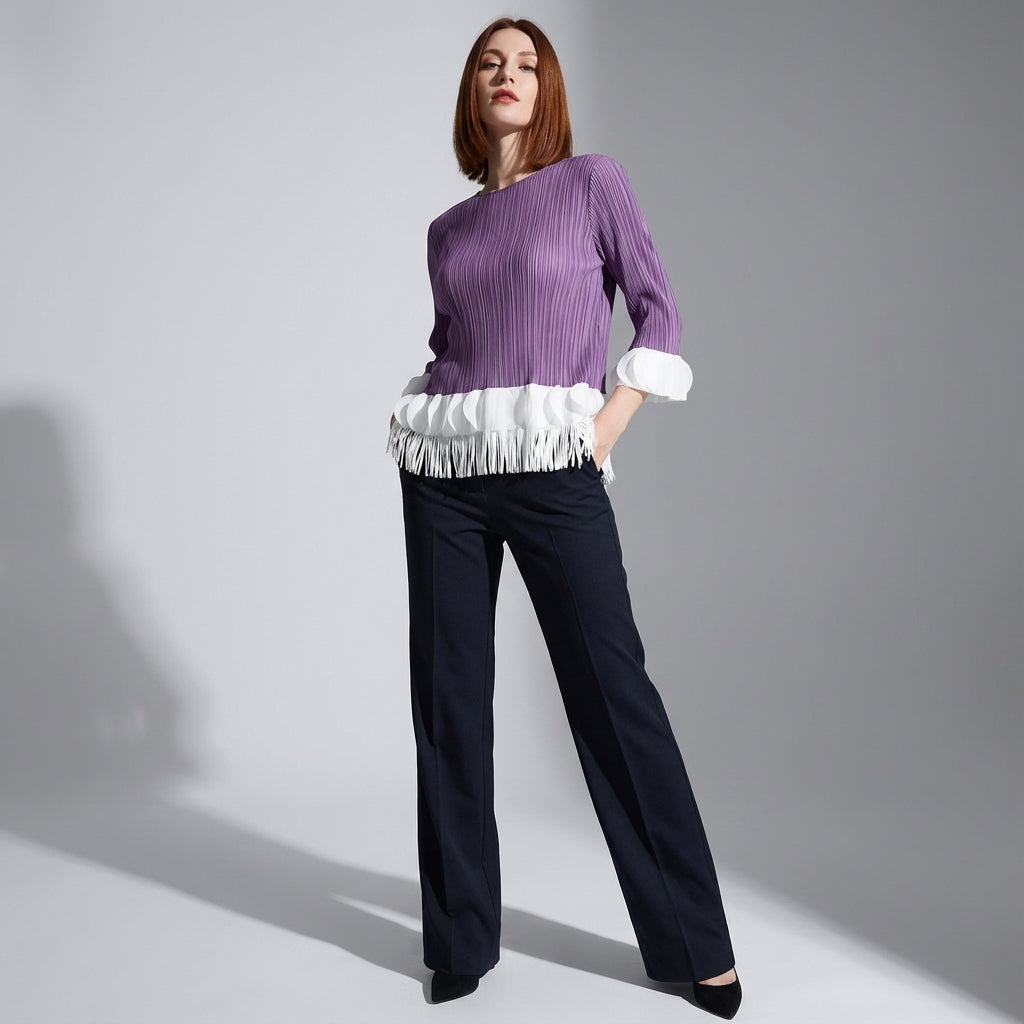 The Miyaki Fringe Top in Purple