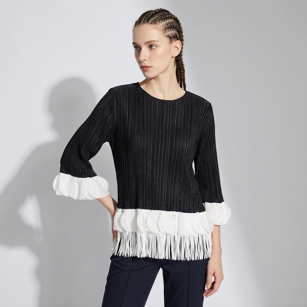 The Miyaki Fringe Top in Black