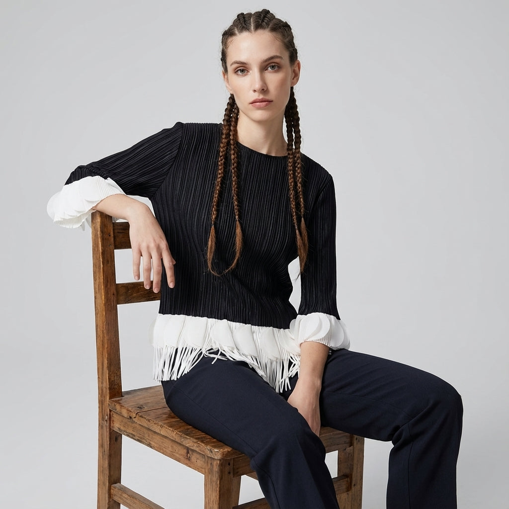 The Miyaki Fringe Top in Black
