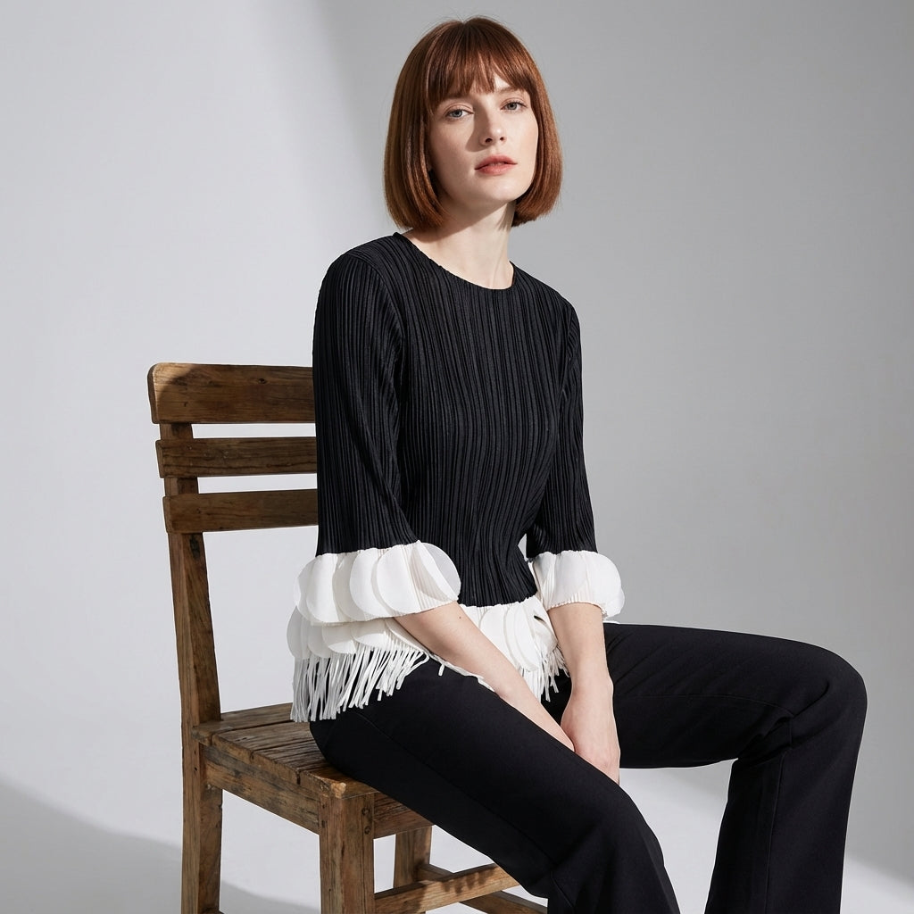 The Miyaki Fringe Top in Black
