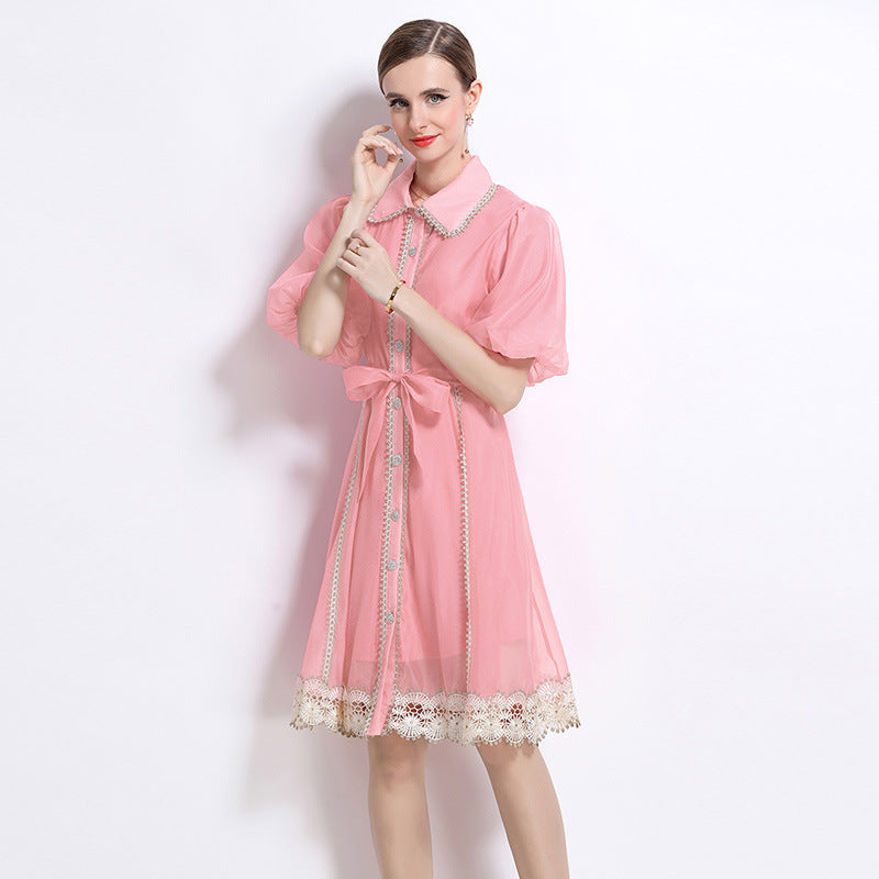 Pink Victorian Charm Mini Dress