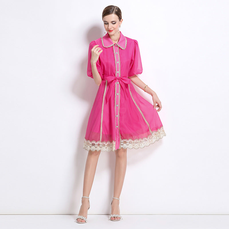 Rose Red Victorian Charm Mini Dress