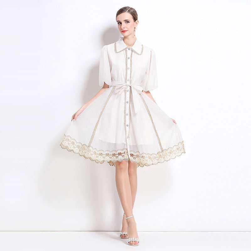 White Victorian Charm Mini Dress
