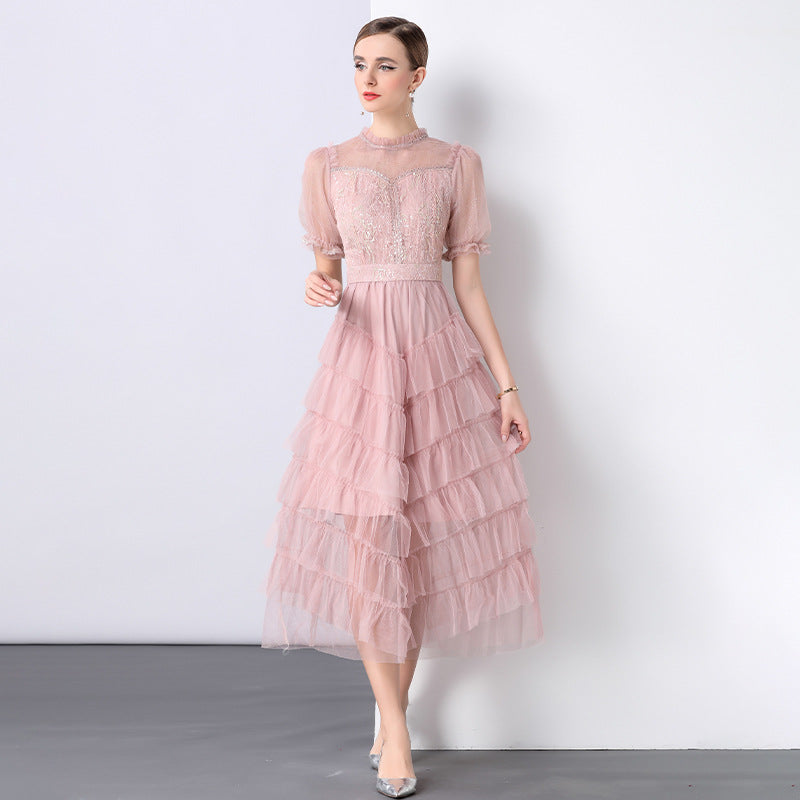 Pink Eclipse Fall Mesh Dress