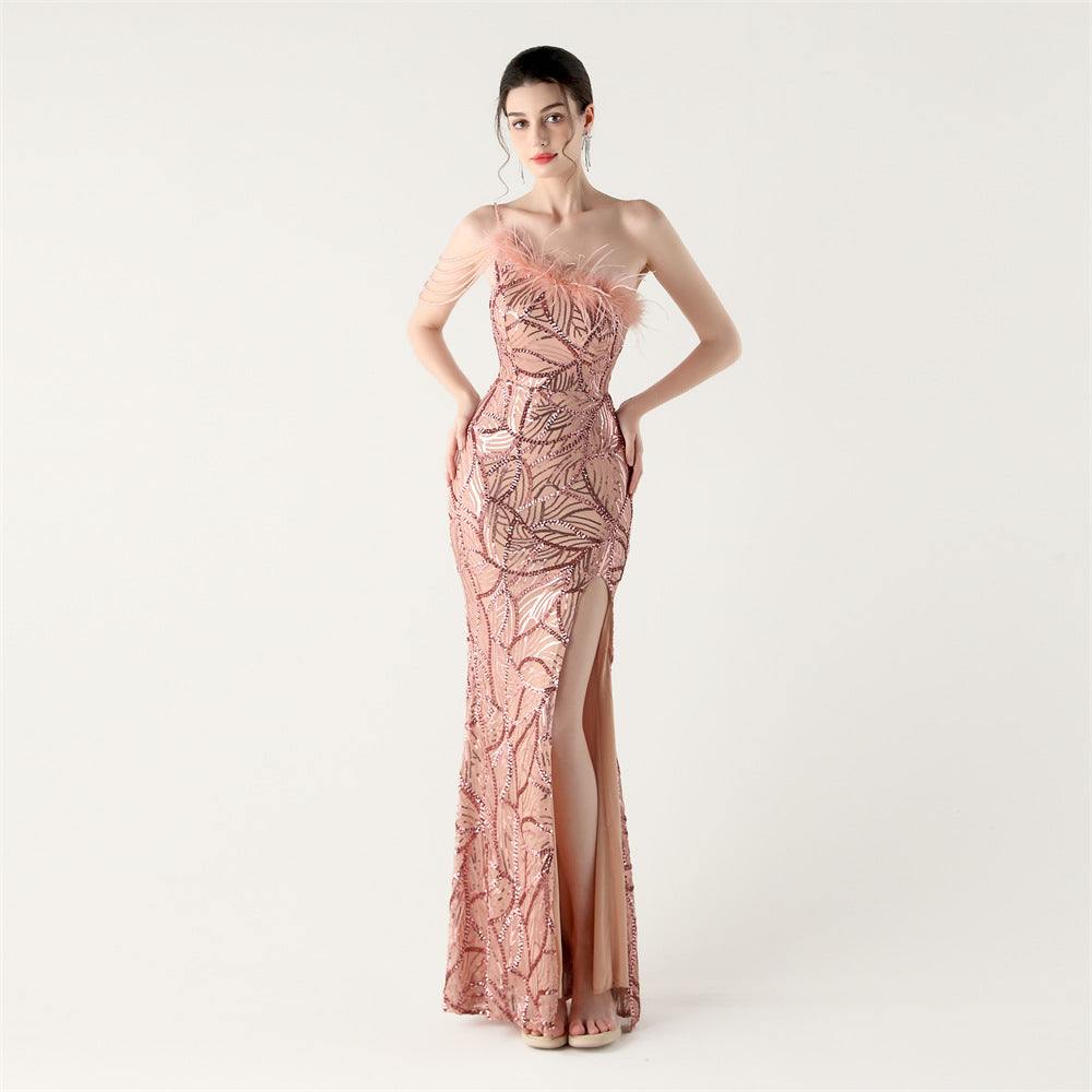 Lotus Blush Beaded Gown