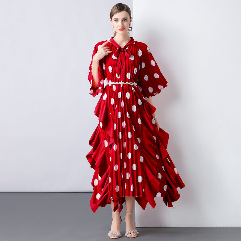 Claret Polka Dot Maxi Dress