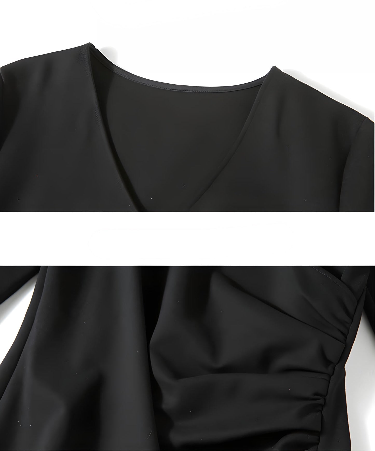 3/4 Beaded Sleeve Hip-Wrapped Sheath Black Dress - 638735745542_BAS