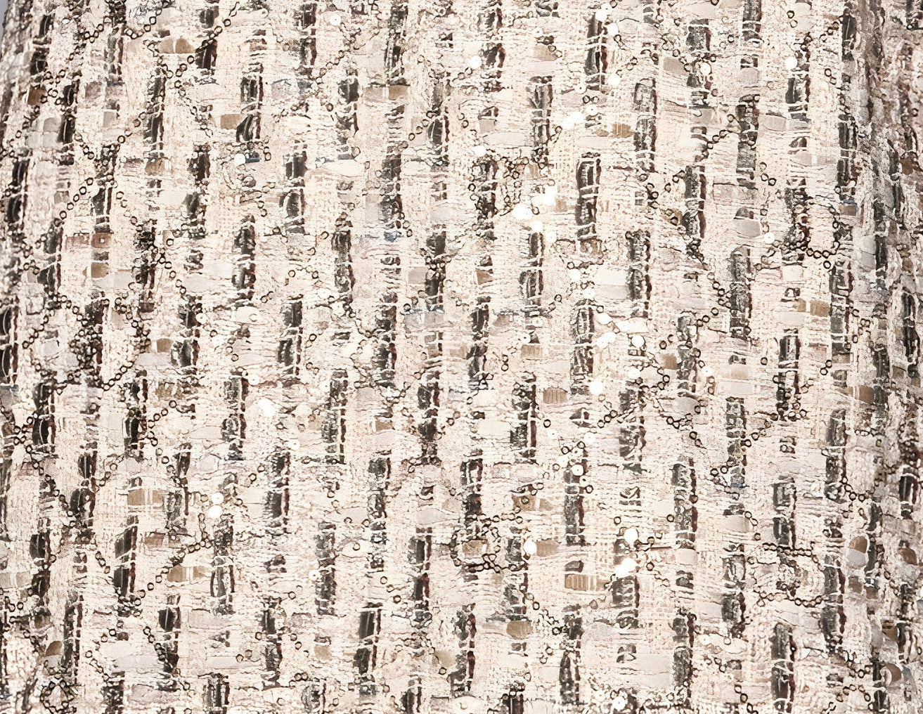 French Bowtie Pearl Detail Warm Ivory Embroidered Mesh Vest Tweed Short Skirt Dress - 657480183273_BAS