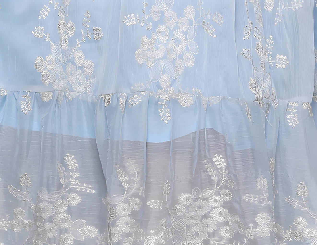 Flower Embroidered Mesh With Lace Detailing Light Blue Dress - 705891252243_BAS