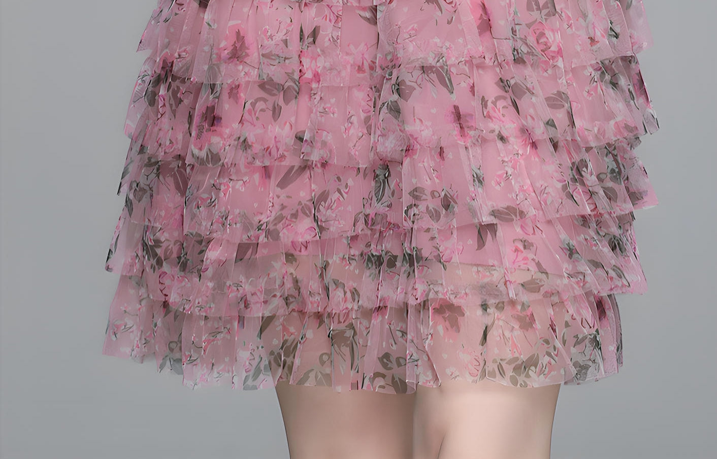 Pearl Beaded Doll Collar Multitier Ruffled Mesh Skirt Rose Red Short Dress - 714108182586_BAS