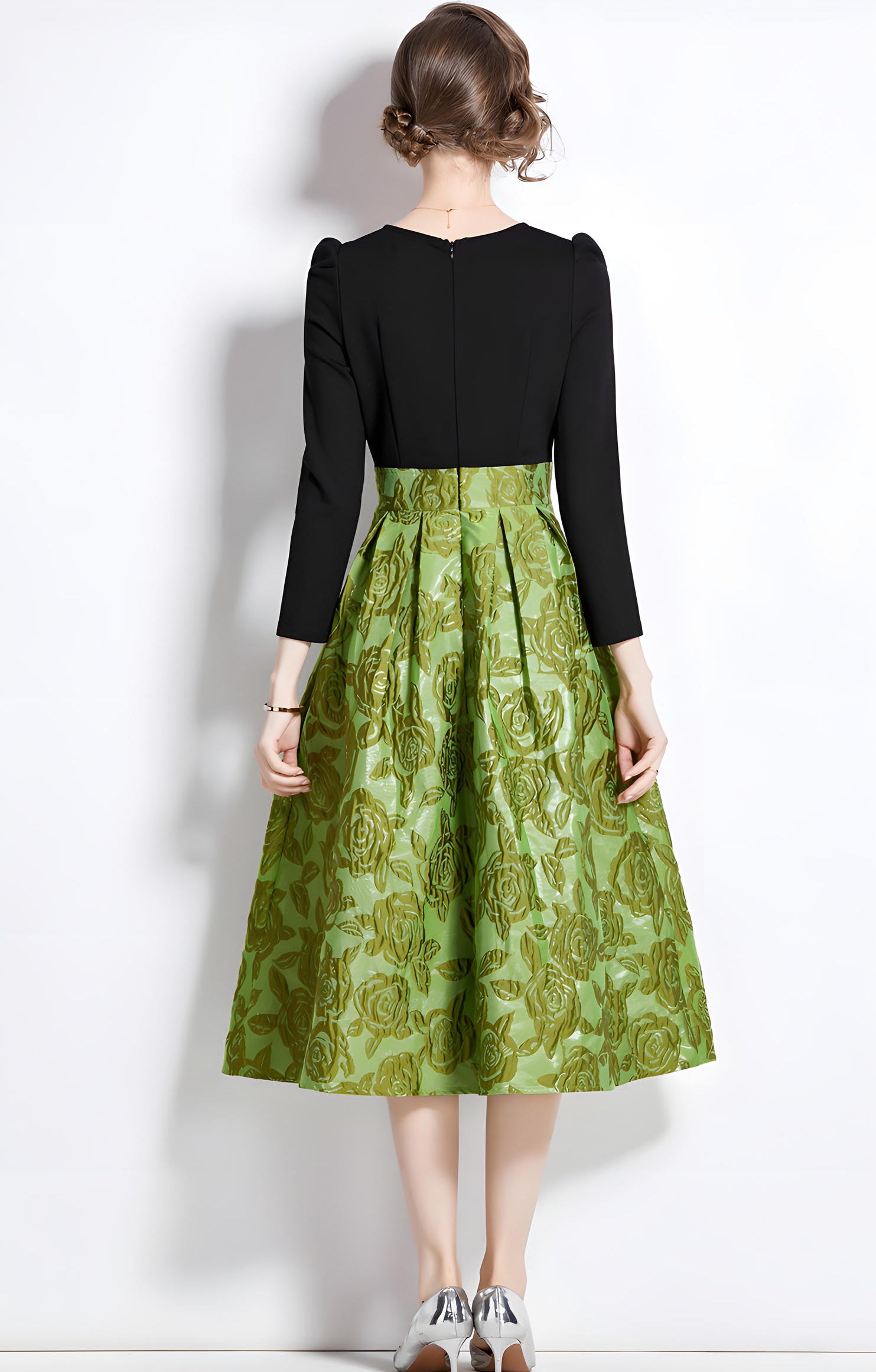 Jacquard Skirt Black Fitted Vest Piece Dress - 744693753821_BAS