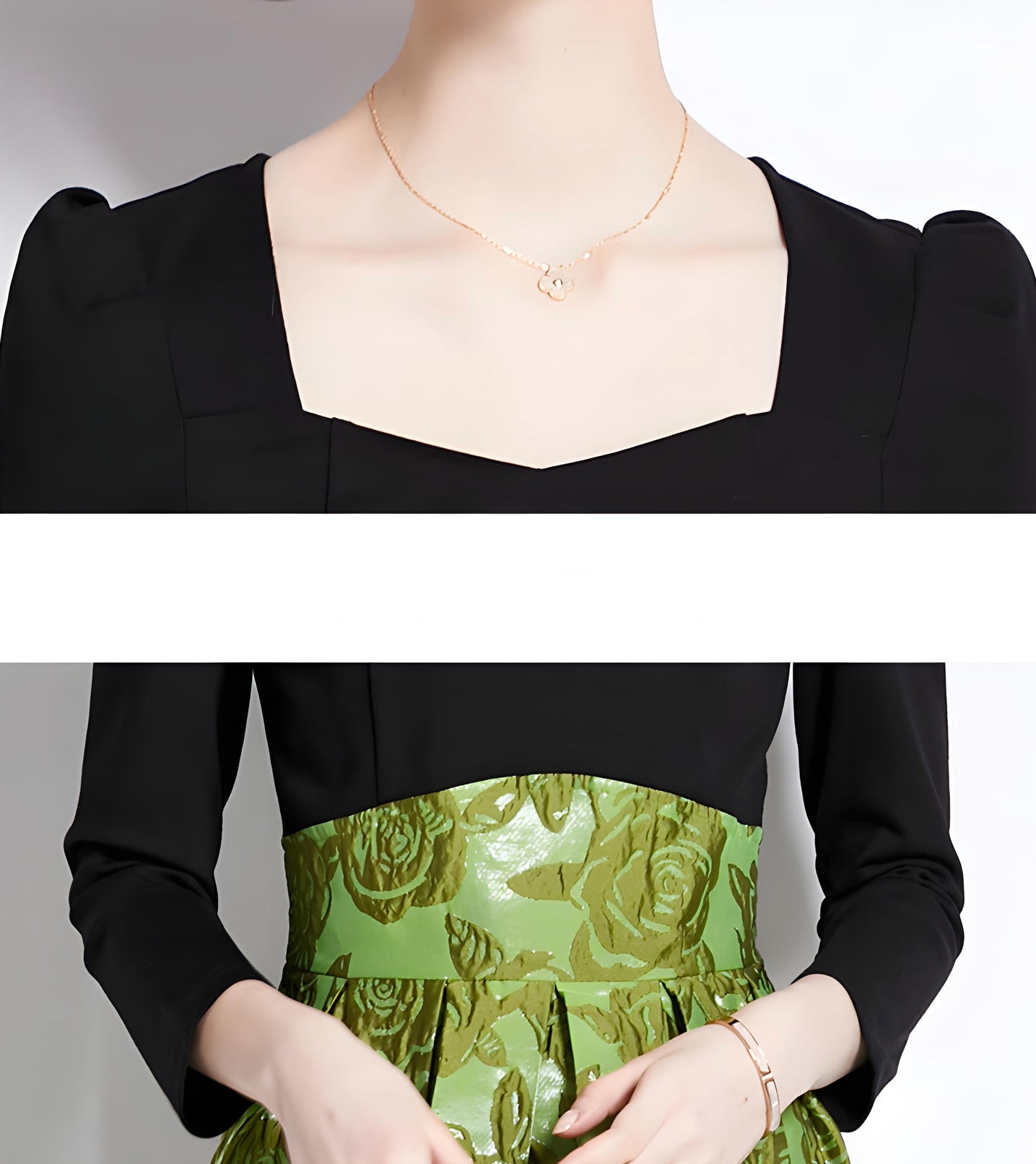 Jacquard Skirt Black Fitted Vest Piece Dress - 744693753821_BAS