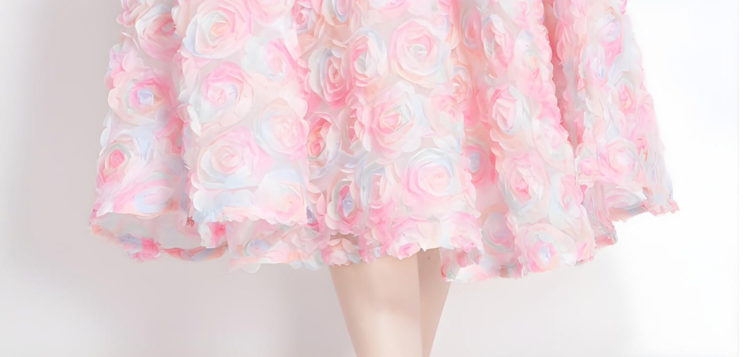 Pastel Rose Spaghetti Strap A-Line Dress	- 811150004910_BAS