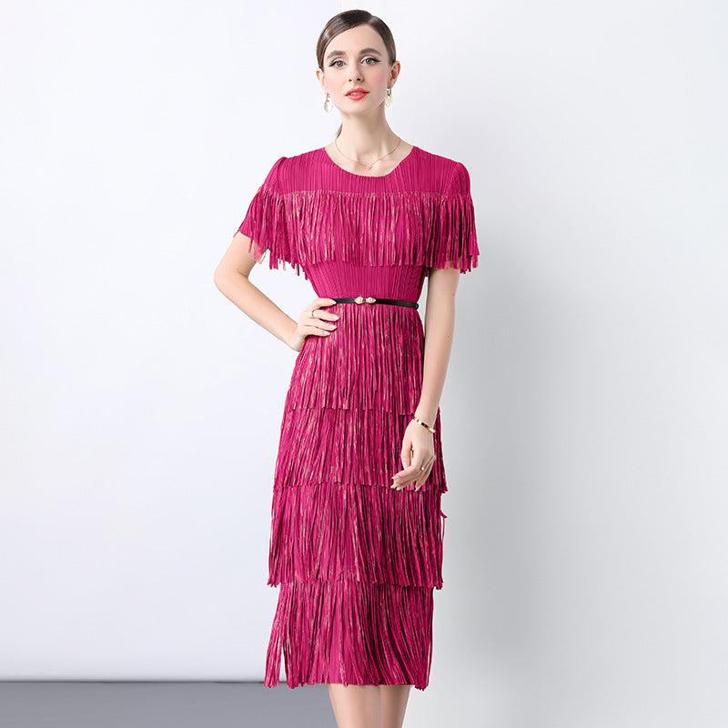 Fuchsia Fringe Fiesta Dress