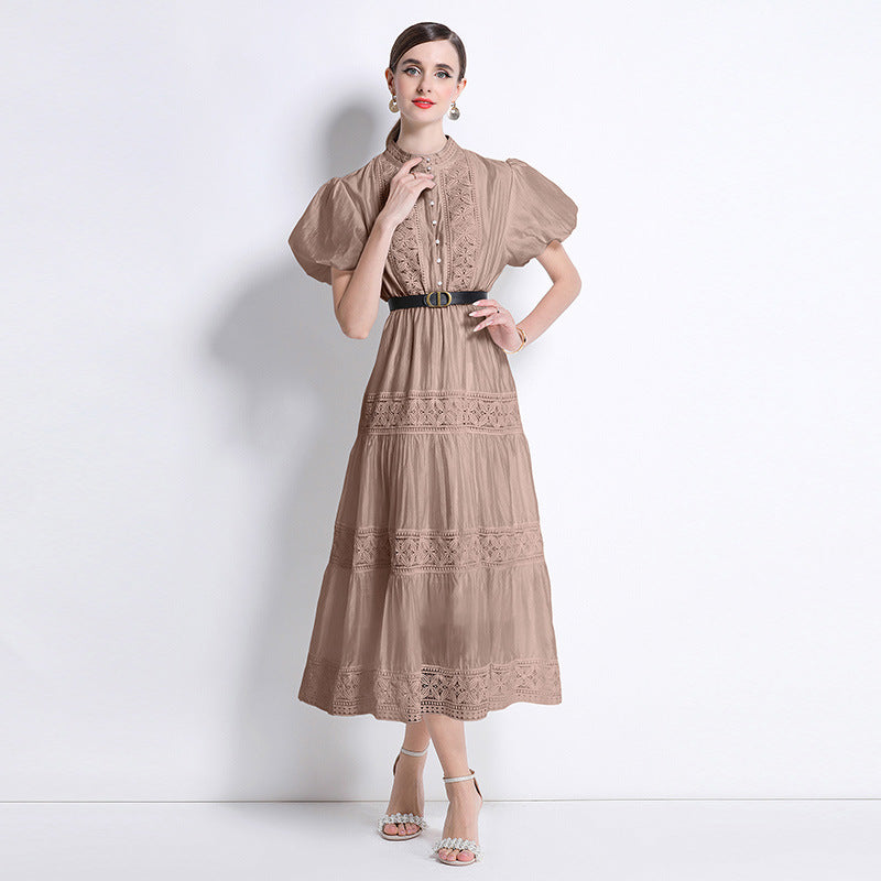 Mocha Grace Vintage Dress With Belt