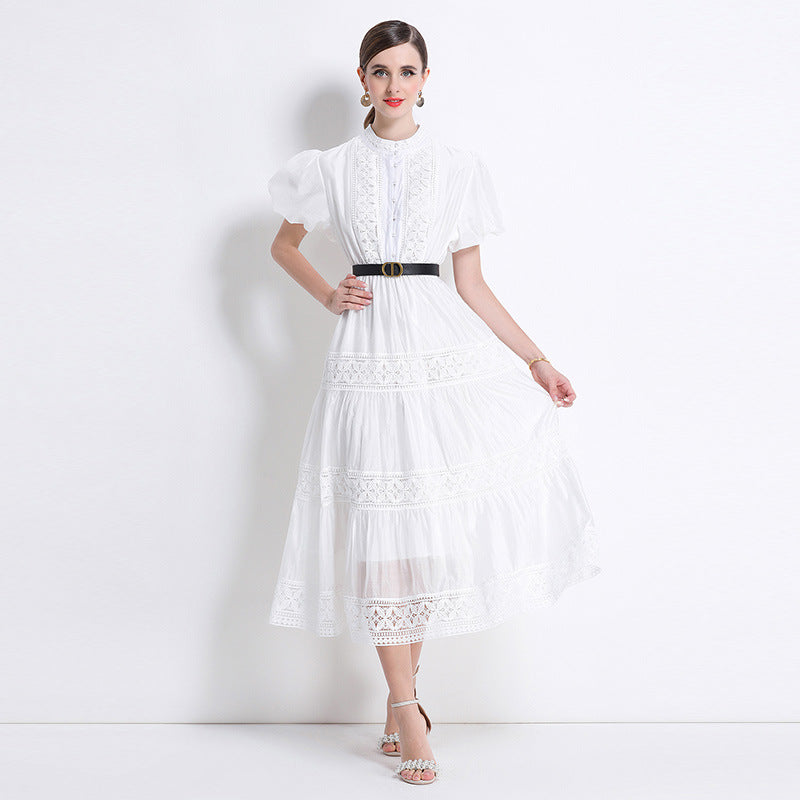 White Charm Lace Dress With Belt