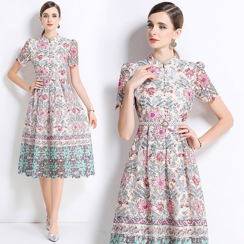 Vintage Bloom Mandarin Dress