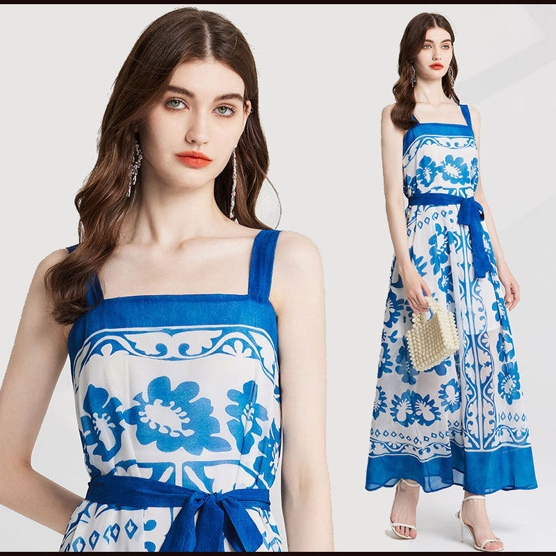 Azure Bloom Maxi Dress - 909280320318_BLUE