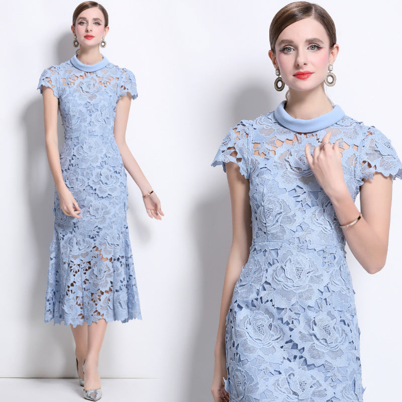 Seraphina Floral Lace Midi Dress - 906047289043_BLUE