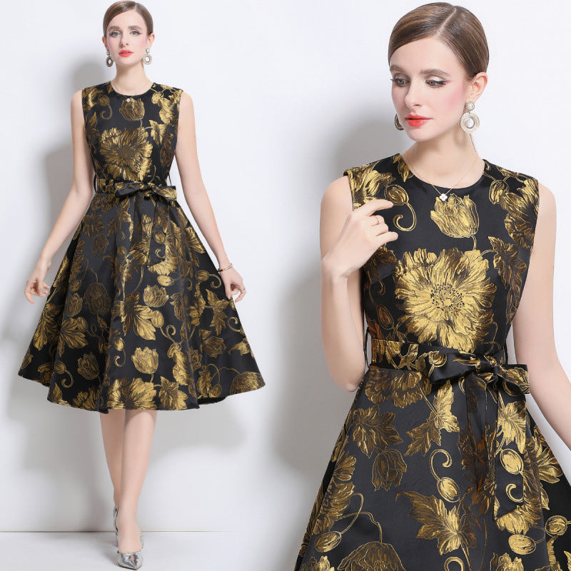 Gilded Bloom Cocktail Dress - 904078506401_GOLD