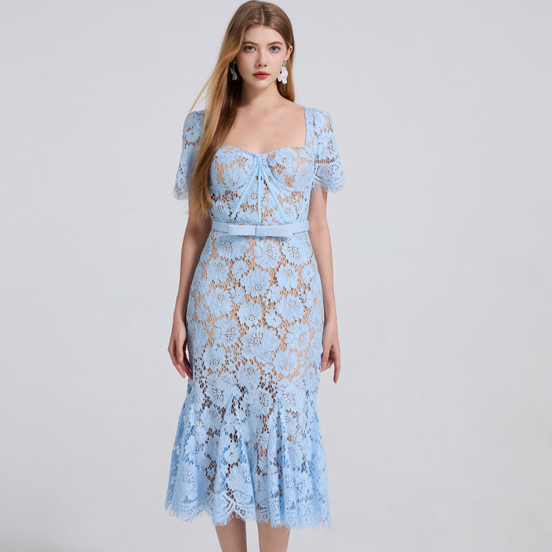 Bluebell Grace Floral Lace Midi Dress - 912087138600_BLUE