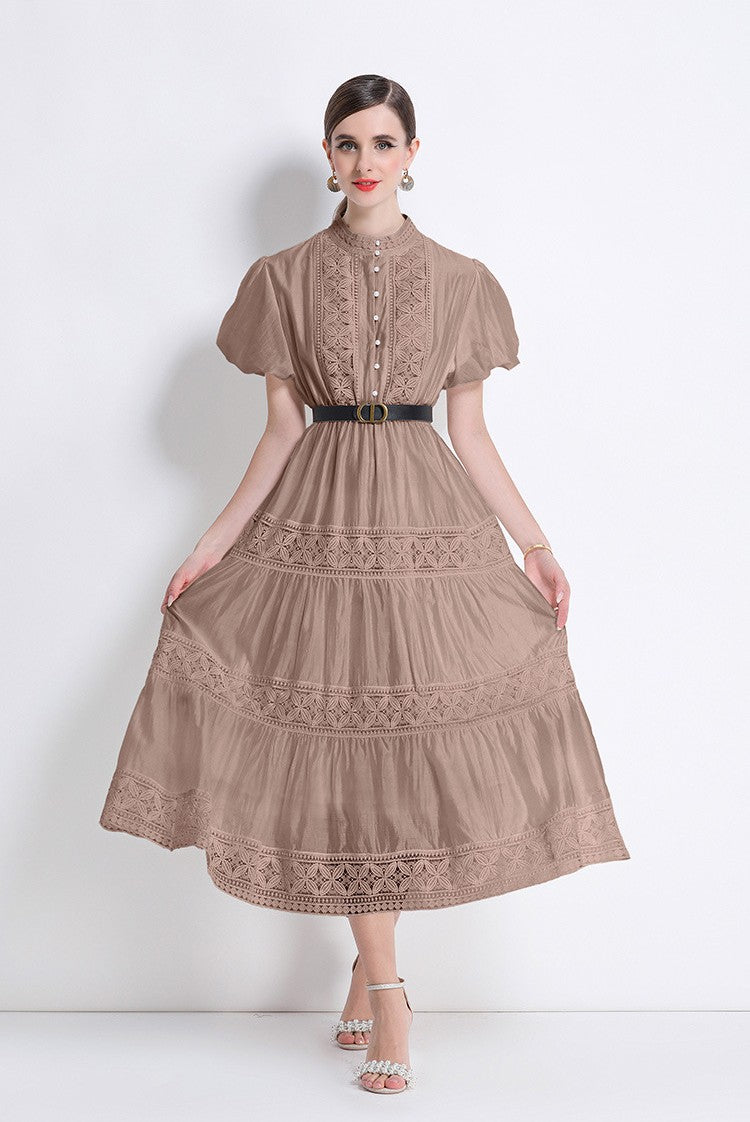 Mocha Grace Vintage Dress With Belt