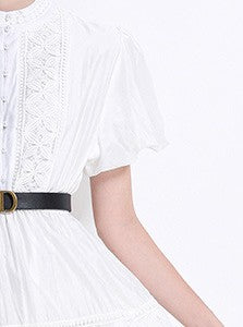 White Charm Lace Dress With Belt