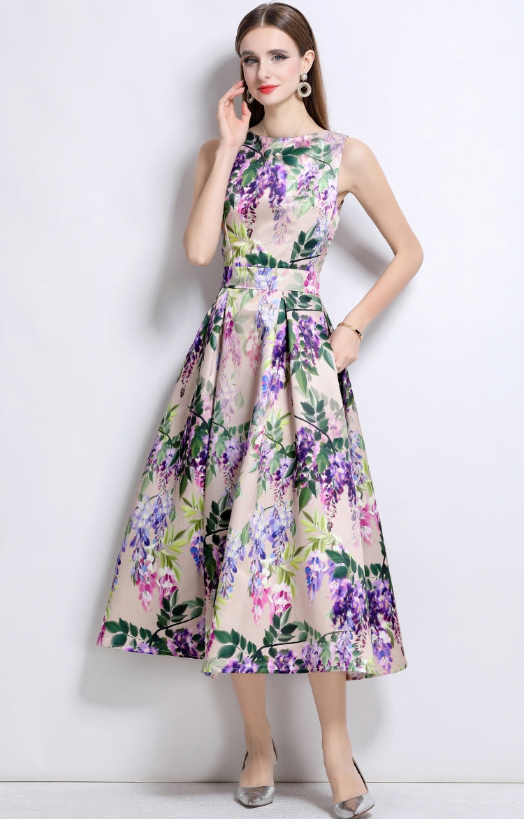 Lavender Cascade Floral Dress