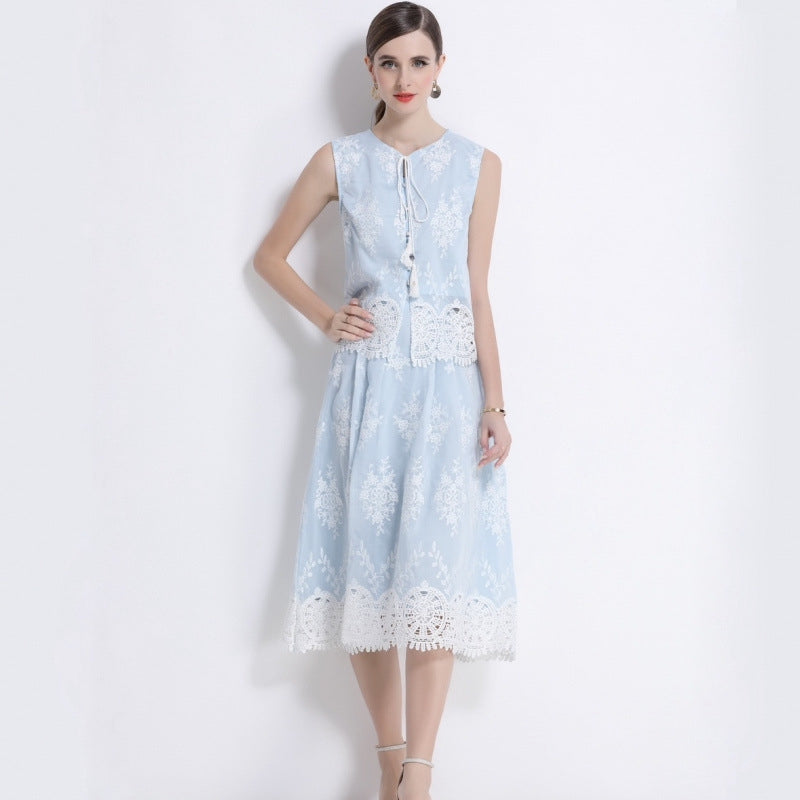 Powder Blue Floral Two Piece Set