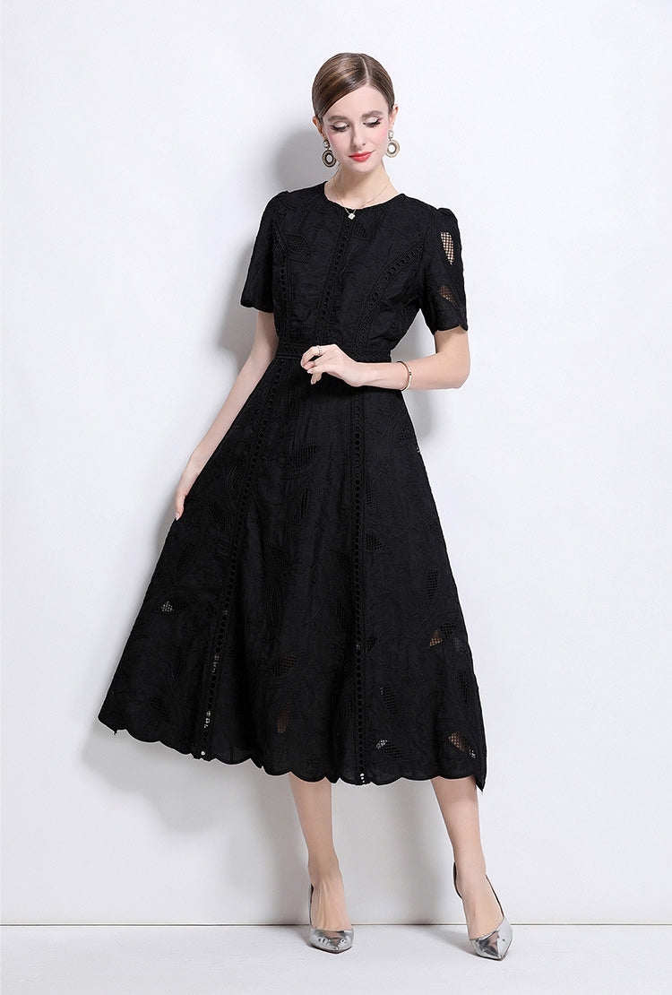 Midnight Grace Embroidered Midi Dress