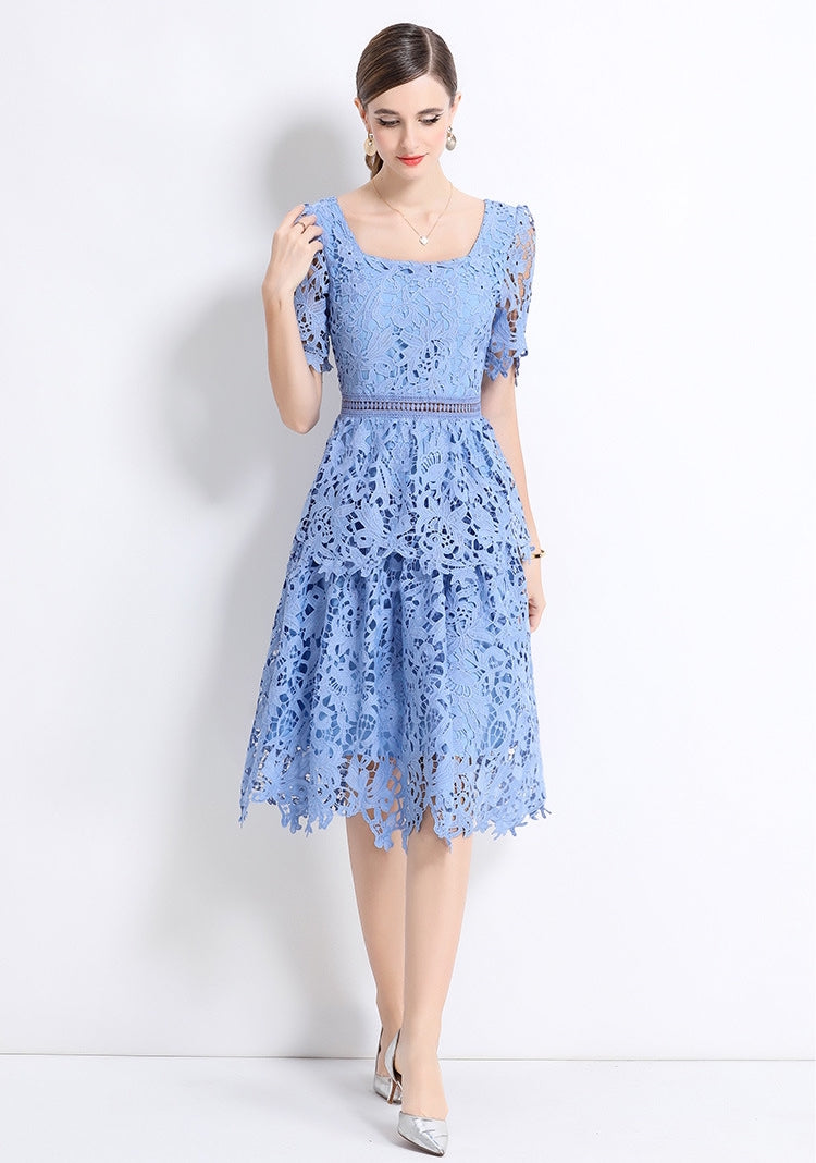 Serene Sky Lace Midi Dress