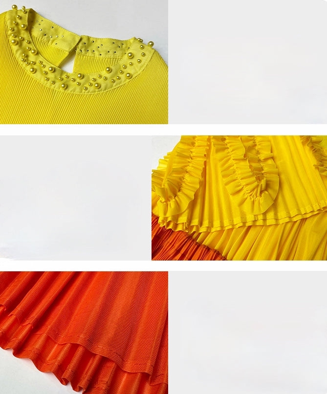 Sunset Ombre Pleated Midi Dress