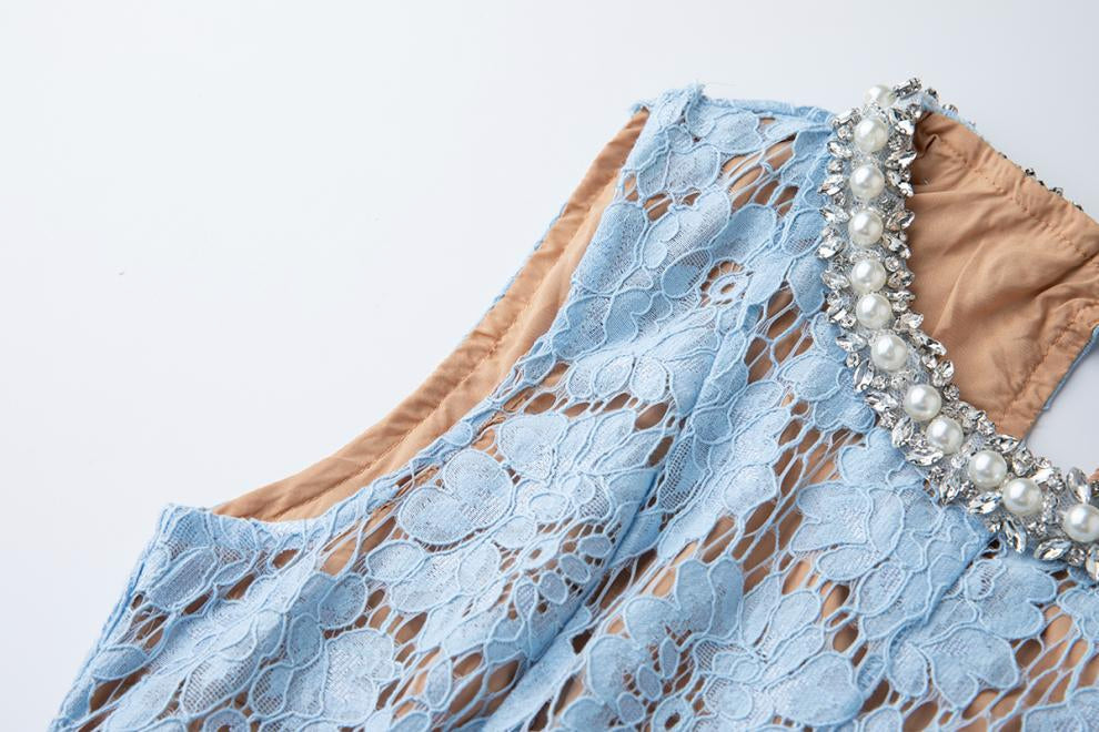 Serene Azure Lace Midi - 915910428490_BLUE