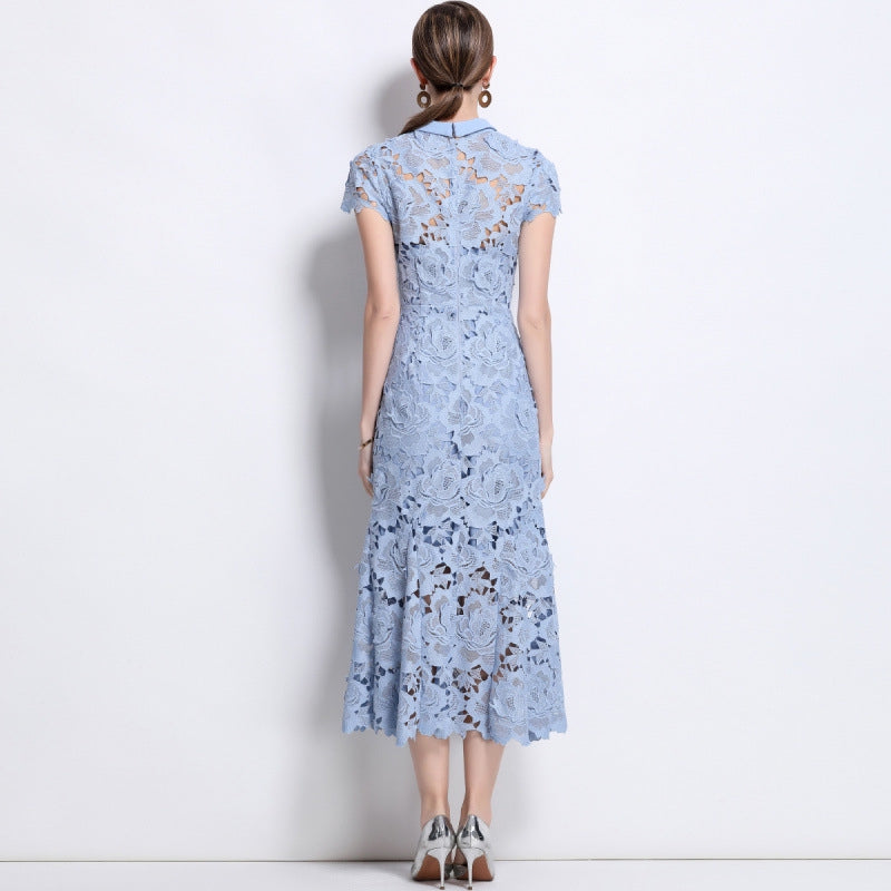 Seraphina Floral Lace Midi Dress - 906047289043_BLUE
