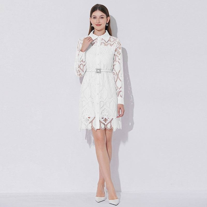 Pristine Eyelet Shirt Dress - 901761933519_WHITE