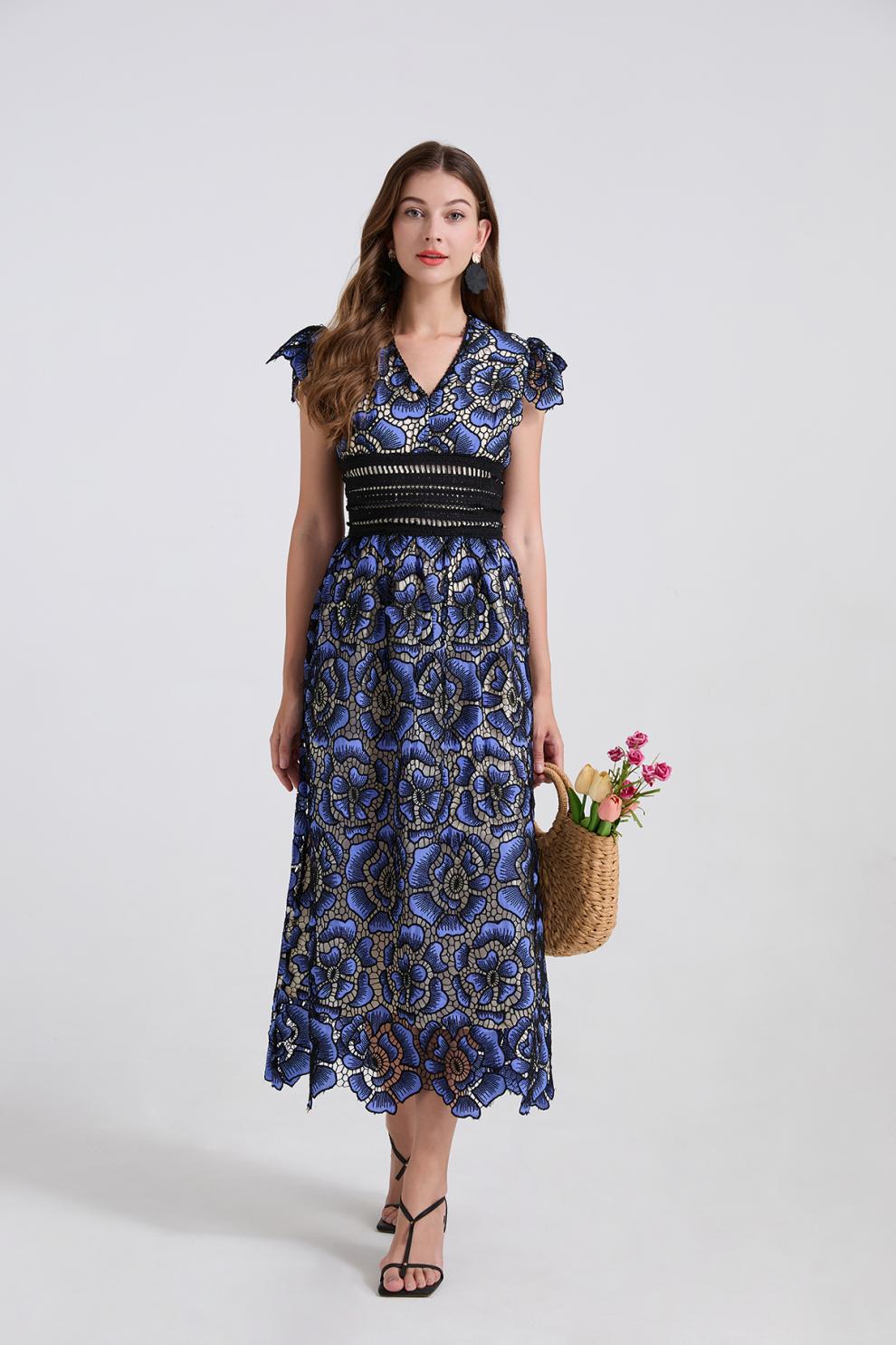 Sapphire Bloom Maxi Dress - 915238273958_BLUE