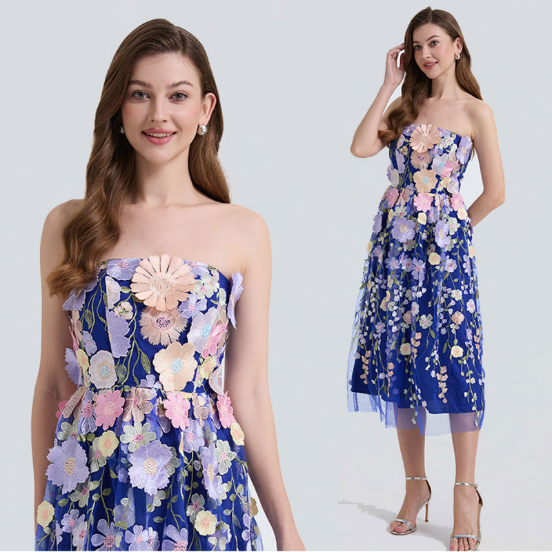 Enchanted Garden Strapless Tulle Dress - 912071976607_BLUE