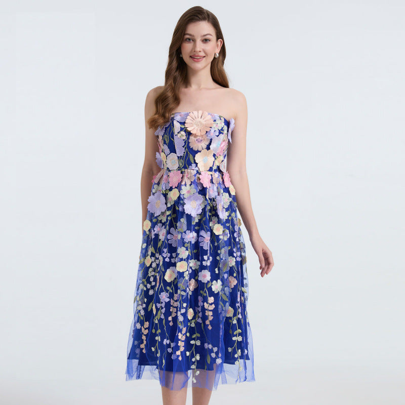 Enchanted Garden Strapless Floral Dress - 903101210253_BLUE