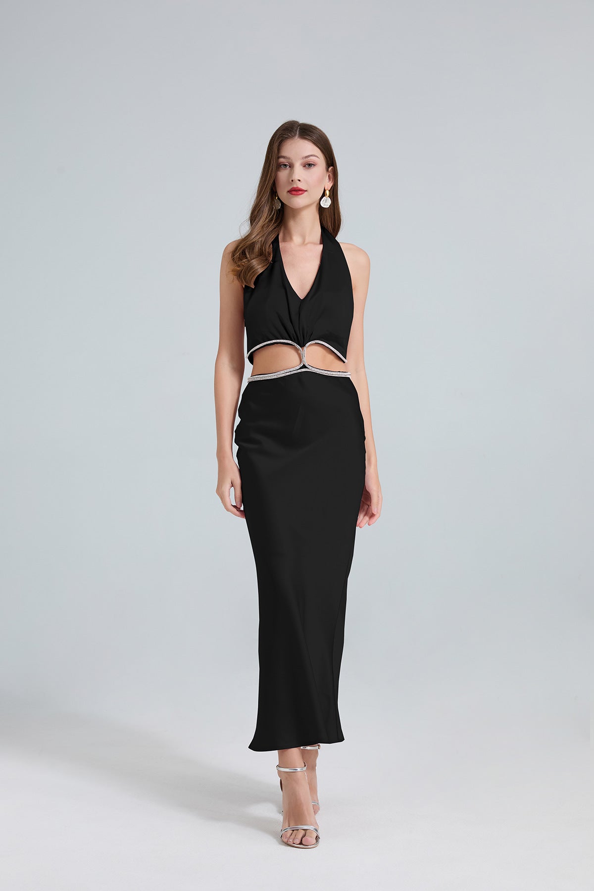 Halter Cutout Maxi Dress – Black