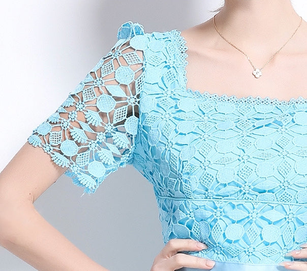 Sky Blue Eyelet Midi Dress