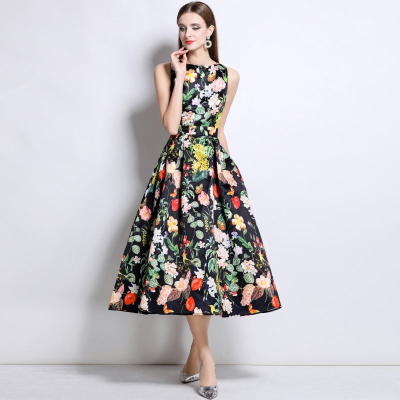 Midnight Garden Floral Midi Dress