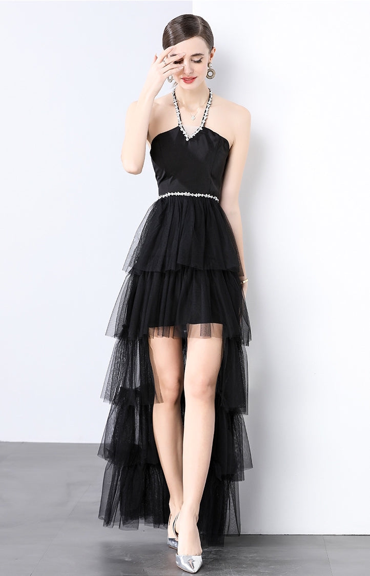 Midnight Ruffle High-Low Gown