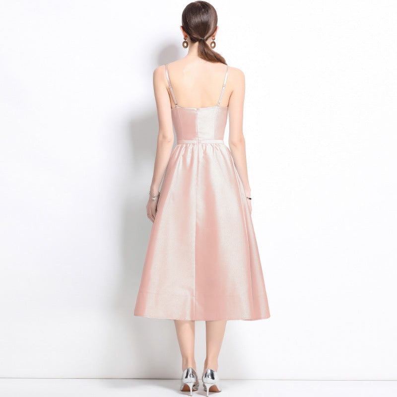 Blush Whisper Satin Midi Dress - 904961972192_PINK