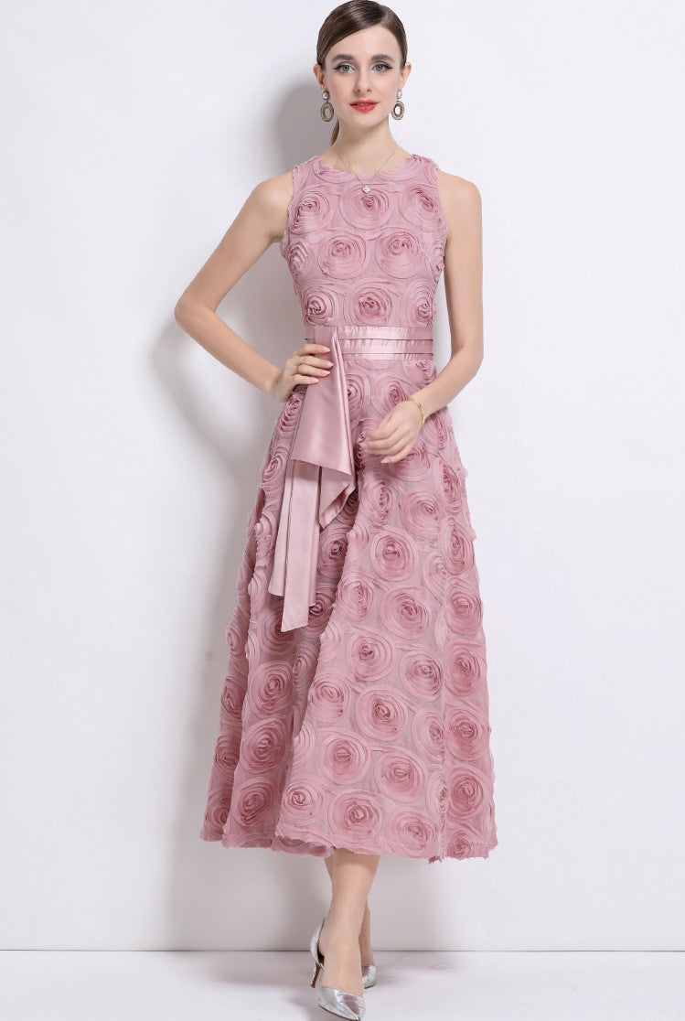 Rosette Blush Cascade Dress
