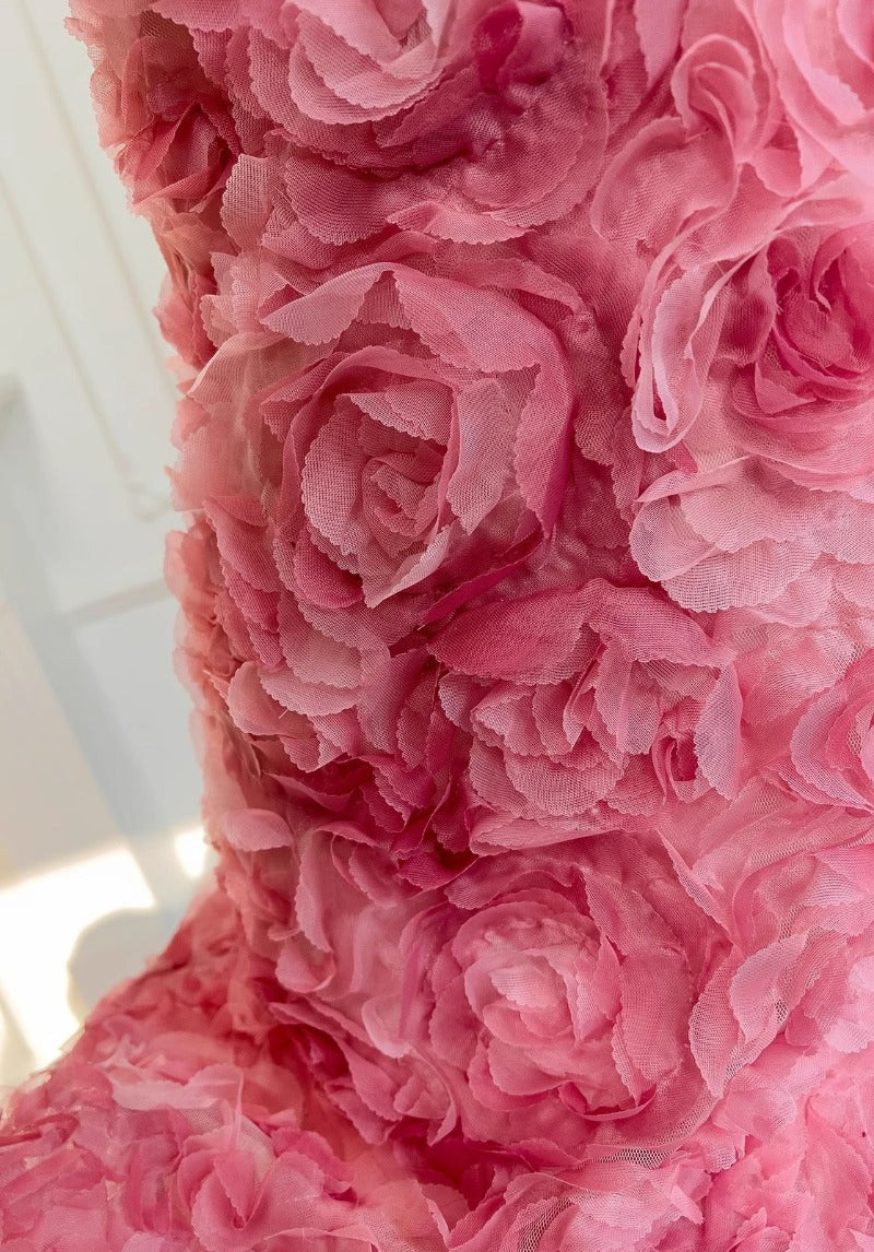 Elegant 3D Floral Midi Dress