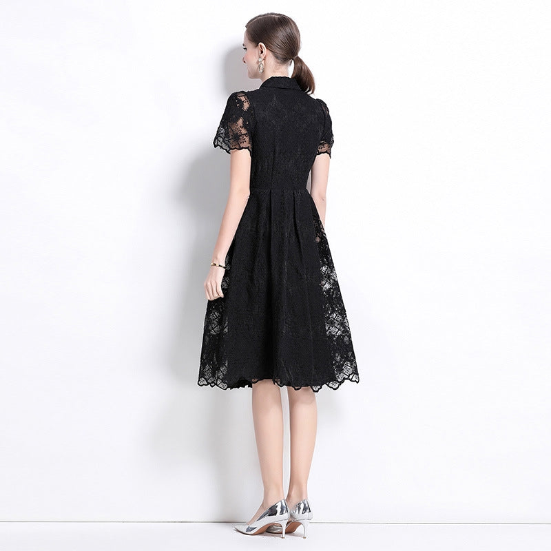 Classic Black Lace Midi Dress