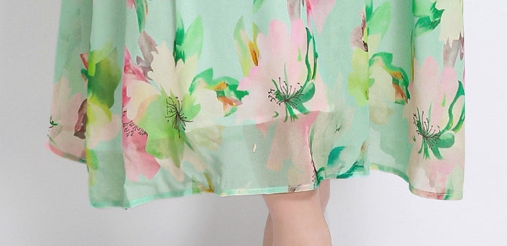 Mint Blossom Chiffon Maxi Dress